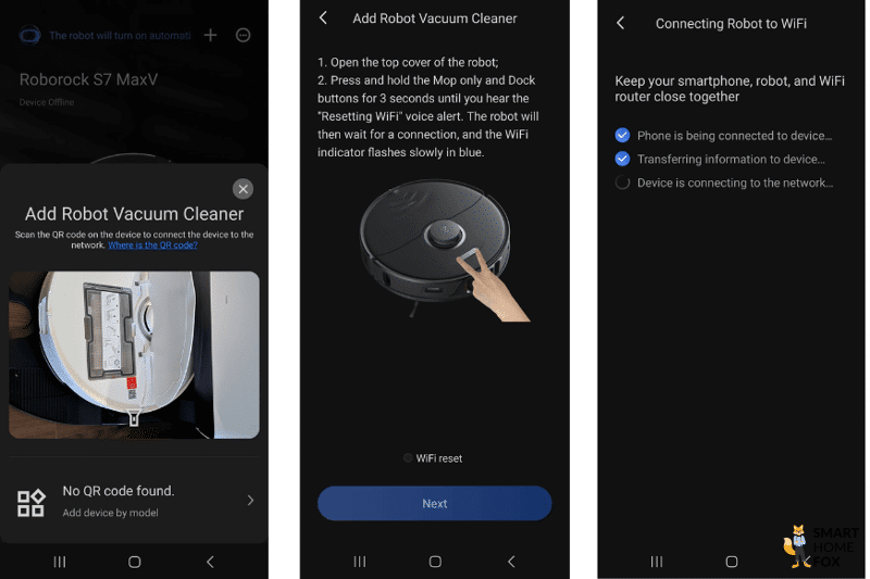 Die WLAN-Verbindung wird mit der Roborock S8 Pro Ultra App hergestellt.